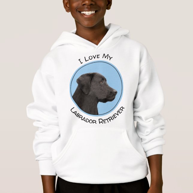 Labrador Retriever Black Painting Original Dog Art Hoodie (Front)