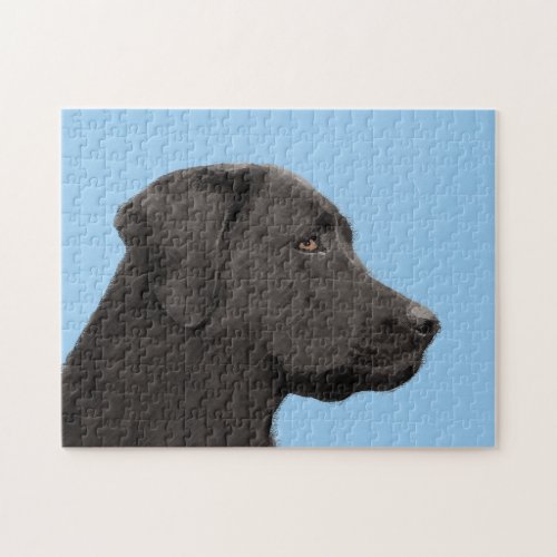 Labrador Retriever Black Painting Original Dog Art Jigsaw Puzzle