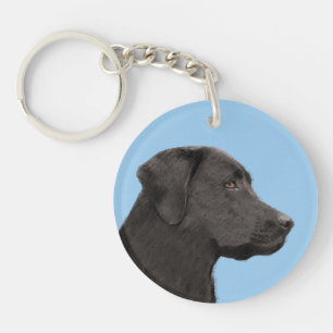 Labrador Retriever Black Painting Original Dog Art Keychain