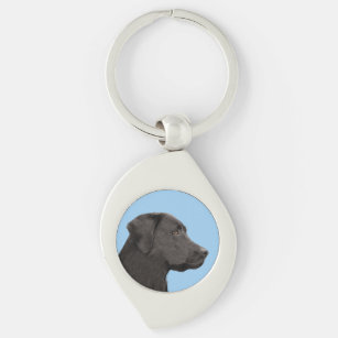 Labrador Retriever Black Painting Original Dog Art Keychain