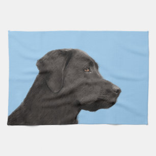 Labrador Retriever Black Painting Original Dog Art Kitchen Towel