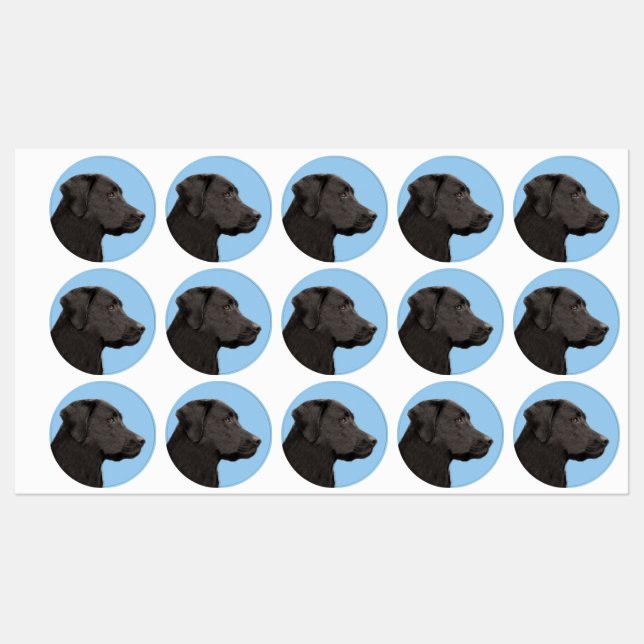 Labrador Retriever Black Painting Original Dog Art Labels (Sheet)