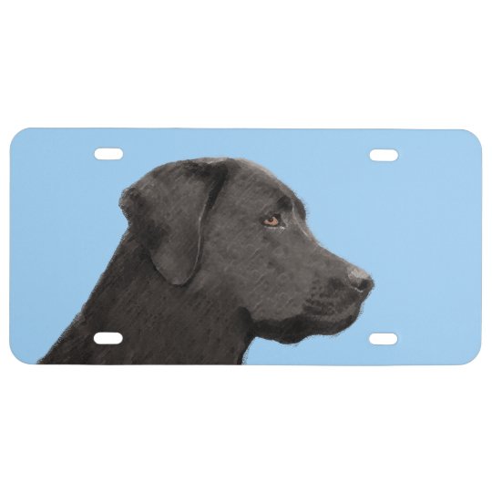 Labrador Retriever Black Painting Original Dog Art License Plate