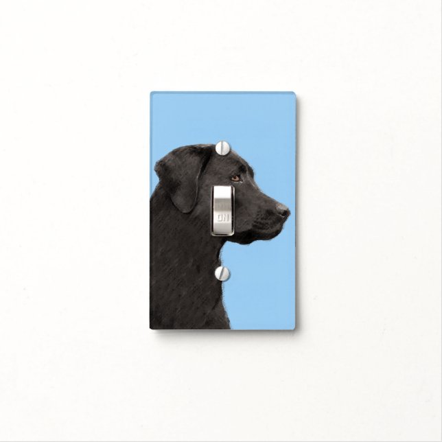 Labrador Retriever Black Painting Original Dog Art Light Switch Cover (In Situ)