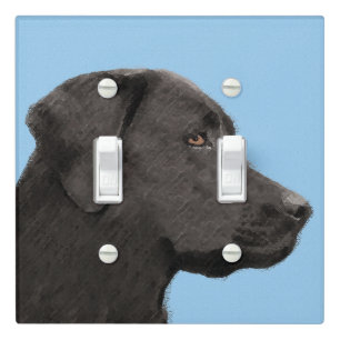 Labrador Retriever Black Painting Original Dog Art Light Switch Cover