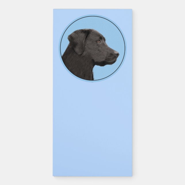 Labrador Retriever Black Painting Original Dog Art Magnetic Notepad (Front)