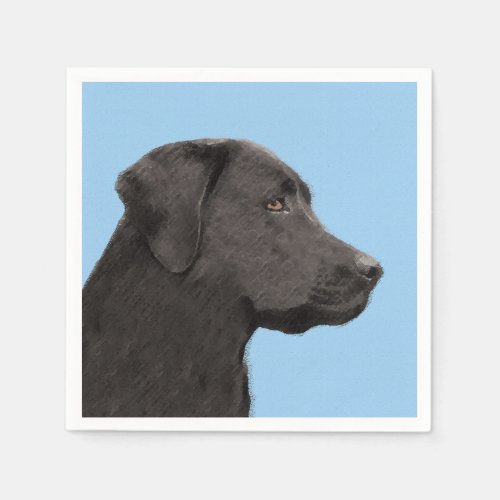 Labrador Retriever Black Painting Original Dog Art Napkins