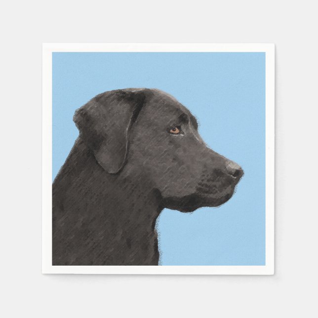 Labrador Retriever Black Painting Original Dog Art Napkins (Front)