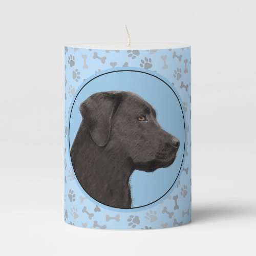 Labrador Retriever Black Painting Original Dog Art Pillar Candle