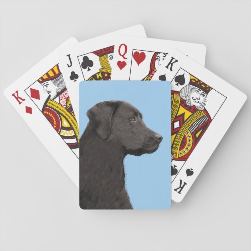 Labrador Retriever Black Painting Original Dog Art Playing Cards