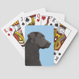 Labrador Retriever Black Painting Original Dog Art Poker Cards