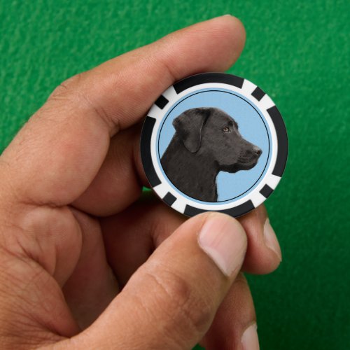 Labrador Retriever Black Painting Original Dog Art Poker Chips