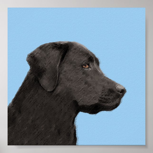 Labrador Retriever Black Painting Original Dog Art Poster (Front)