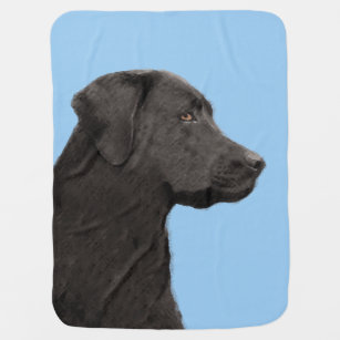 Labrador Retriever Black Painting Original Dog Art Receiving Blanket