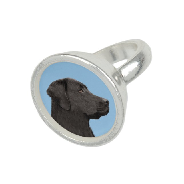 Labrador Retriever Black Painting Original Dog Art Ring (Top)