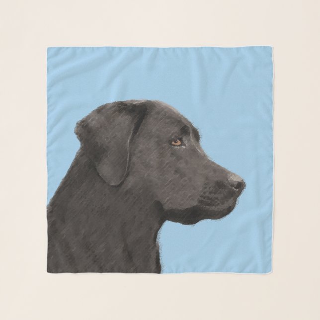 Labrador Retriever Black Painting Original Dog Art Scarf (Front (Horizontal))
