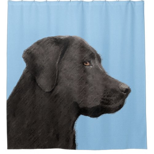 Labrador Retriever Black Painting Original Dog Art Shower Curtain