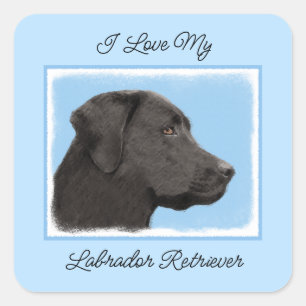 Labrador Retriever Black Painting Original Dog Art Square Sticker