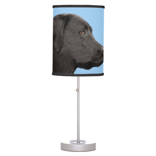 Labrador Retriever Black Painting Original Dog Art Table Lamp (Front)