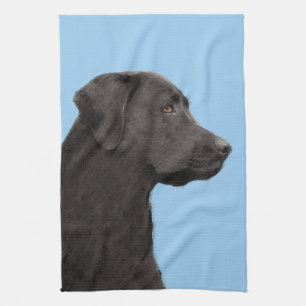Labrador Retriever Black Painting Original Dog Art Towel