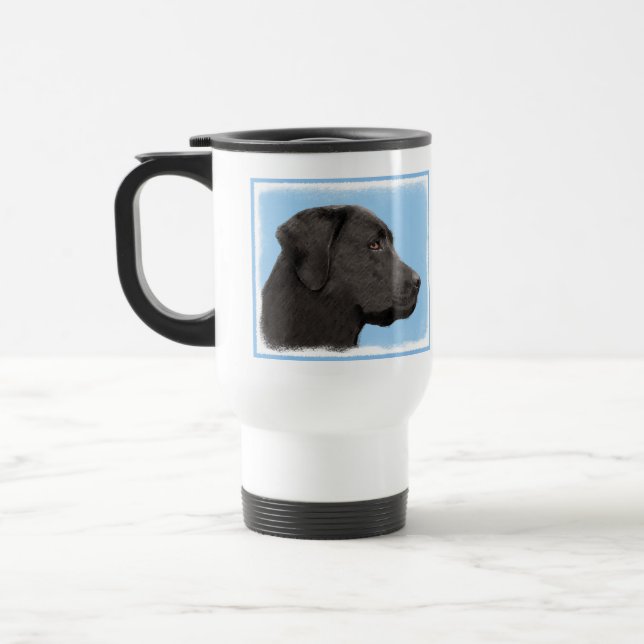 Labrador Retriever Black Painting Original Dog Art Travel Mug (Left)