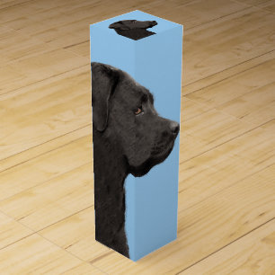 Labrador Retriever Black Painting Original Dog Art Wine Box