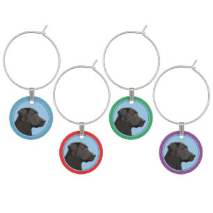 Labrador Retriever Black Painting Original Dog Art Wine Charm