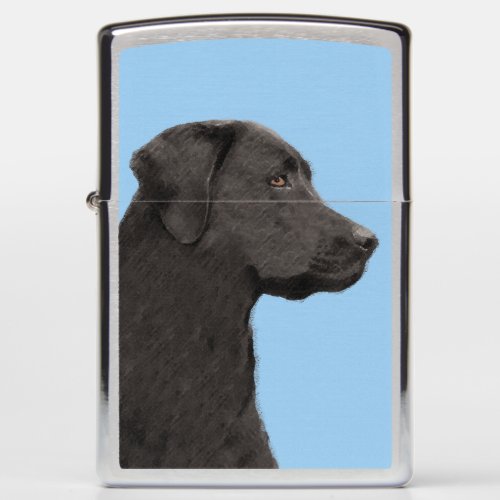 Labrador Retriever Black Painting Original Dog Art Zippo Lighter
