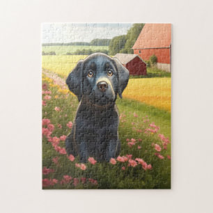 Labrador Retriever Black Puppy Jigsaw Puzzle