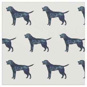 Labrador Retriever Black Watercolor Silhouette Fabric
