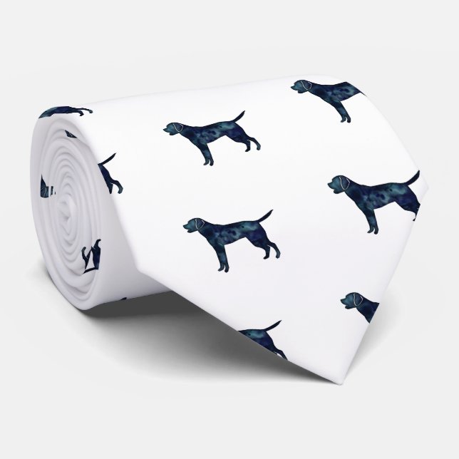 Labrador Retriever Black Watercolor Silhouette Neck Tie (Rolled)