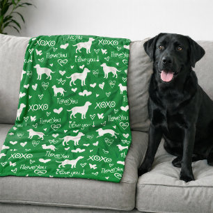 Labrador Retriever Blanket with Heart Doodles 
