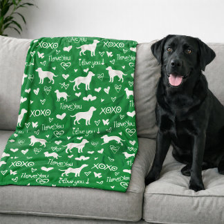 Labrador Retriever Blanket with Heart Doodles 