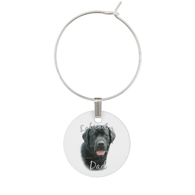 Labrador Retriever (blk) Dad 2 Wine Charm (Front)