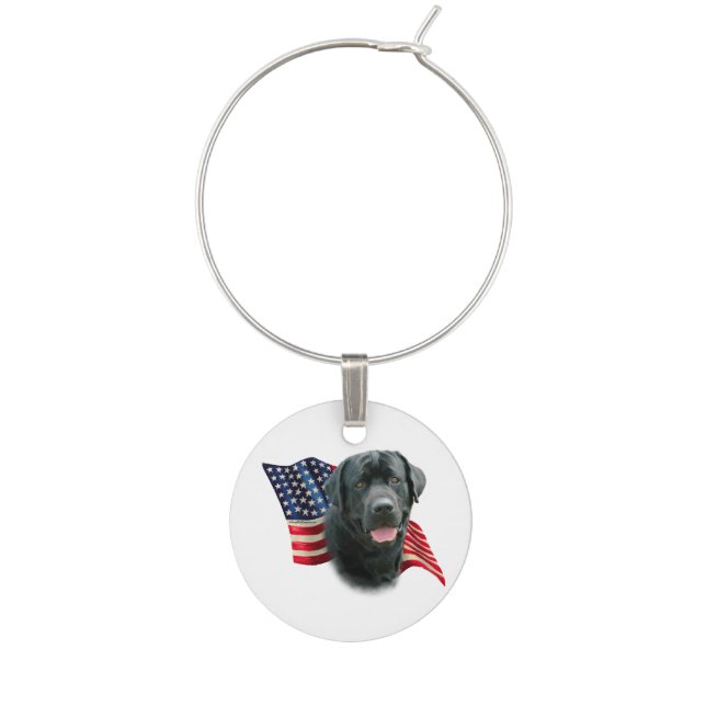 Labrador Retriever (blk) Flag Wine Charm (Front)