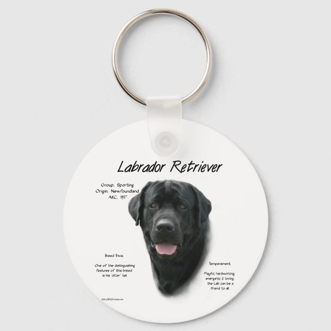 Labrador Retriever (blk) History Design Keychain (Front)