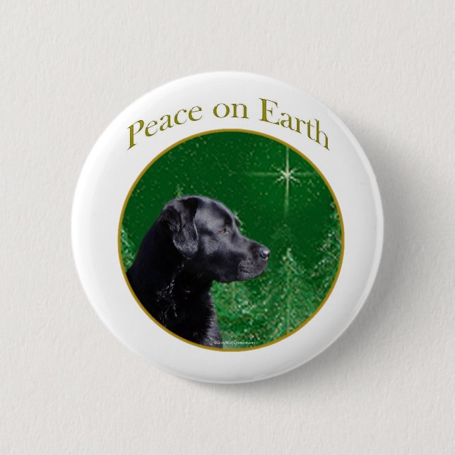 Labrador Retriever (blk) Peace Button (Front)