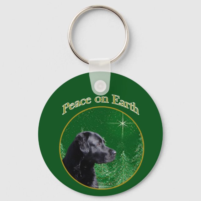 Labrador Retriever (blk) Peace Keychain (Front)