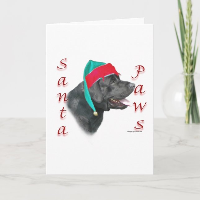 Labrador Retriever (blk) Santa Paws Holiday Card (Front)