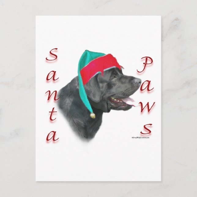 Labrador Retriever (blk) Santa Paws Holiday Postcard (Front)