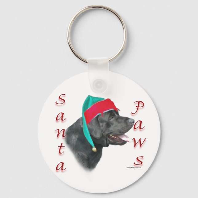 Labrador Retriever (blk) Santa Paws Keychain (Front)