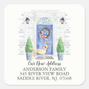 Labrador Retriever Blue Door New Address Label