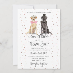 Labrador retriever bride groom valentines wedding invitation