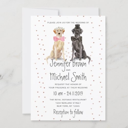 Labrador retriever bride groom valentines wedding invitation