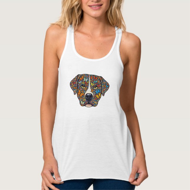 Labrador Retriever Butterfly Kaleidoscope Portrait Tank Top (Front)