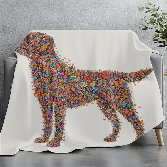 Labrador Retriever Butterfly Silhouette Dog Lover Fleece Blanket (Creator Uploaded)
