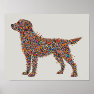 Labrador Retriever Butterfly Silhouette Dog Lover Poster