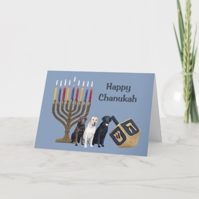Labrador Retriever  Chanukah Card Menorah Dreidel (Front)