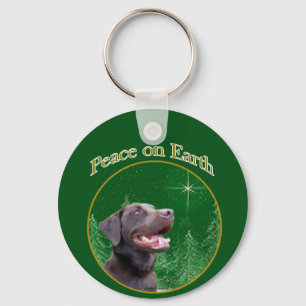 Labrador Retriever (choc) Peace Keychain