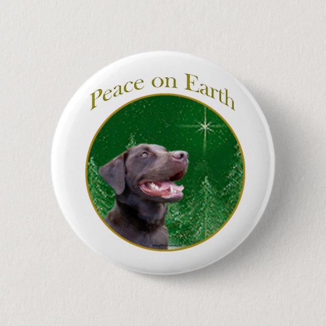 Labrador Retriever (choc) Peace Pinback Button (Front)